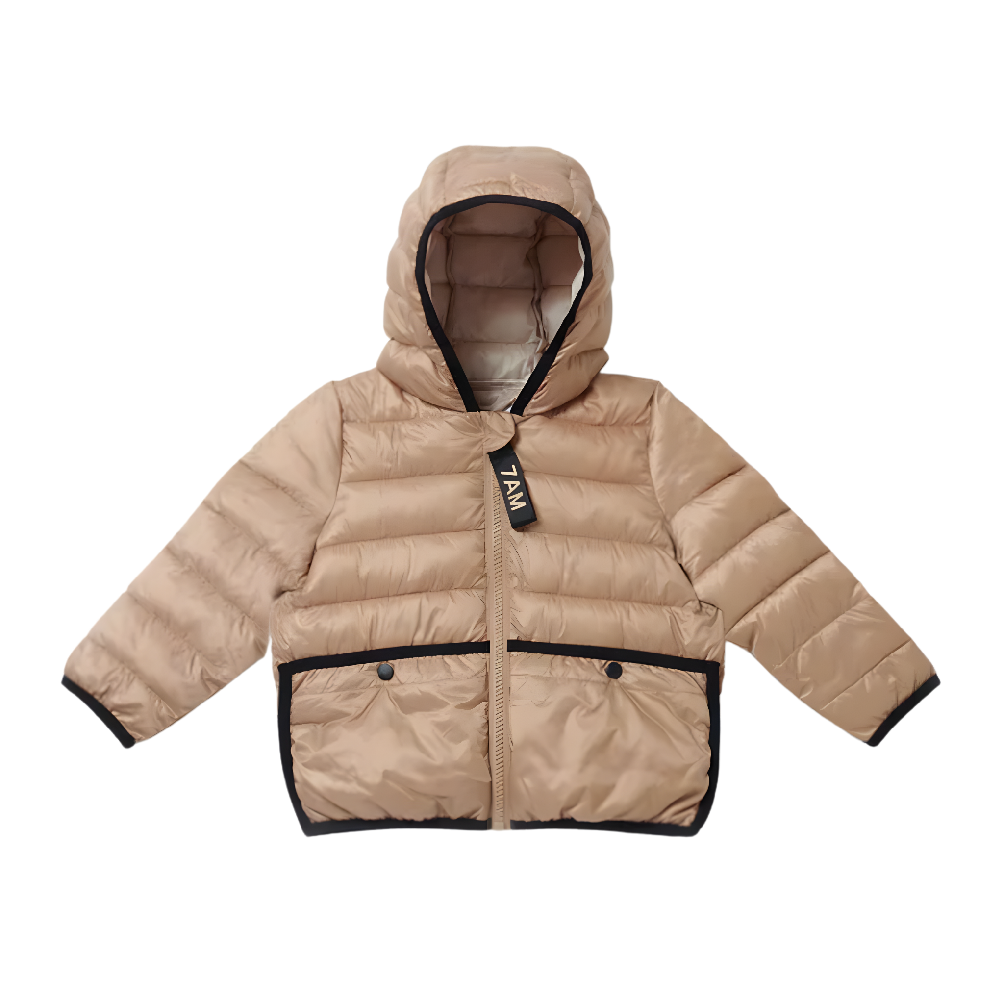 7AM Enfant Roll Me Puffer – Tan Ecru Kids Winter Jacket