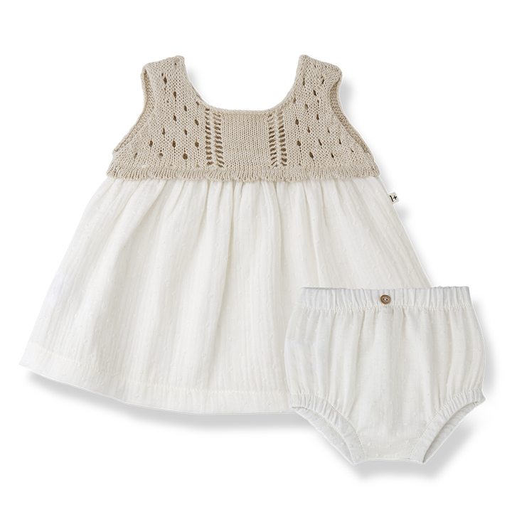 1+ in the Family Lola Beige Dress + Bloomer