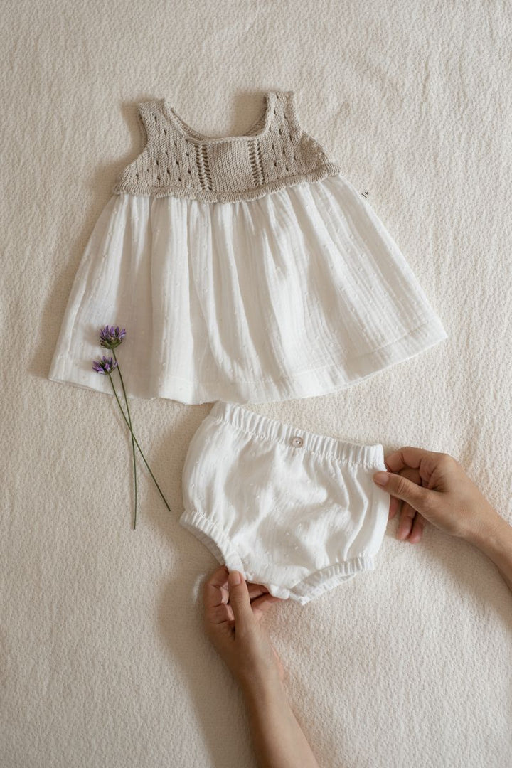 1+ in the Family Lola Beige Dress + Bloomer