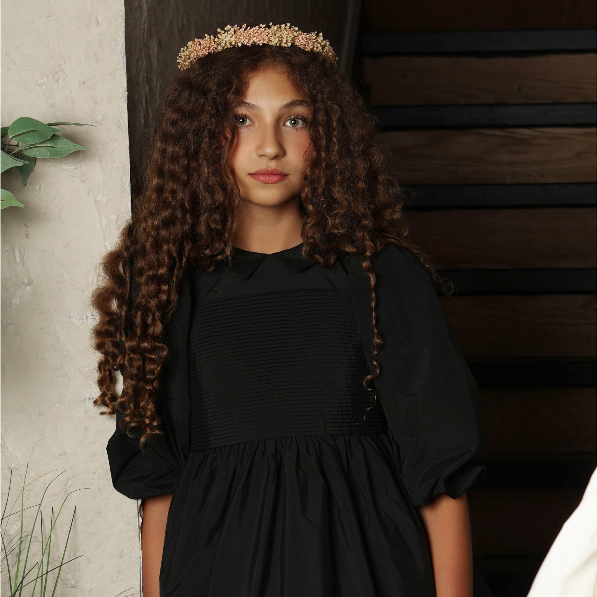 Little Tempest – Girls Black Pintuck Taffeta Gown