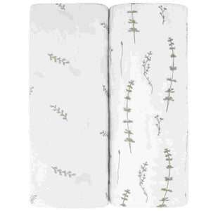 Pack N Play | Portable Crib Sheet Set - 2 Pack - Forest Grey Leaf