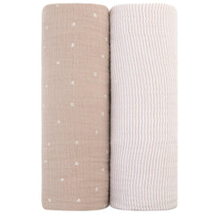 Two Pack Cotton Muslin Swaddle Blanket