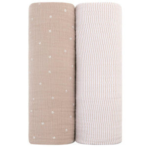 Two Pack Cotton Muslin Swaddle Blanket