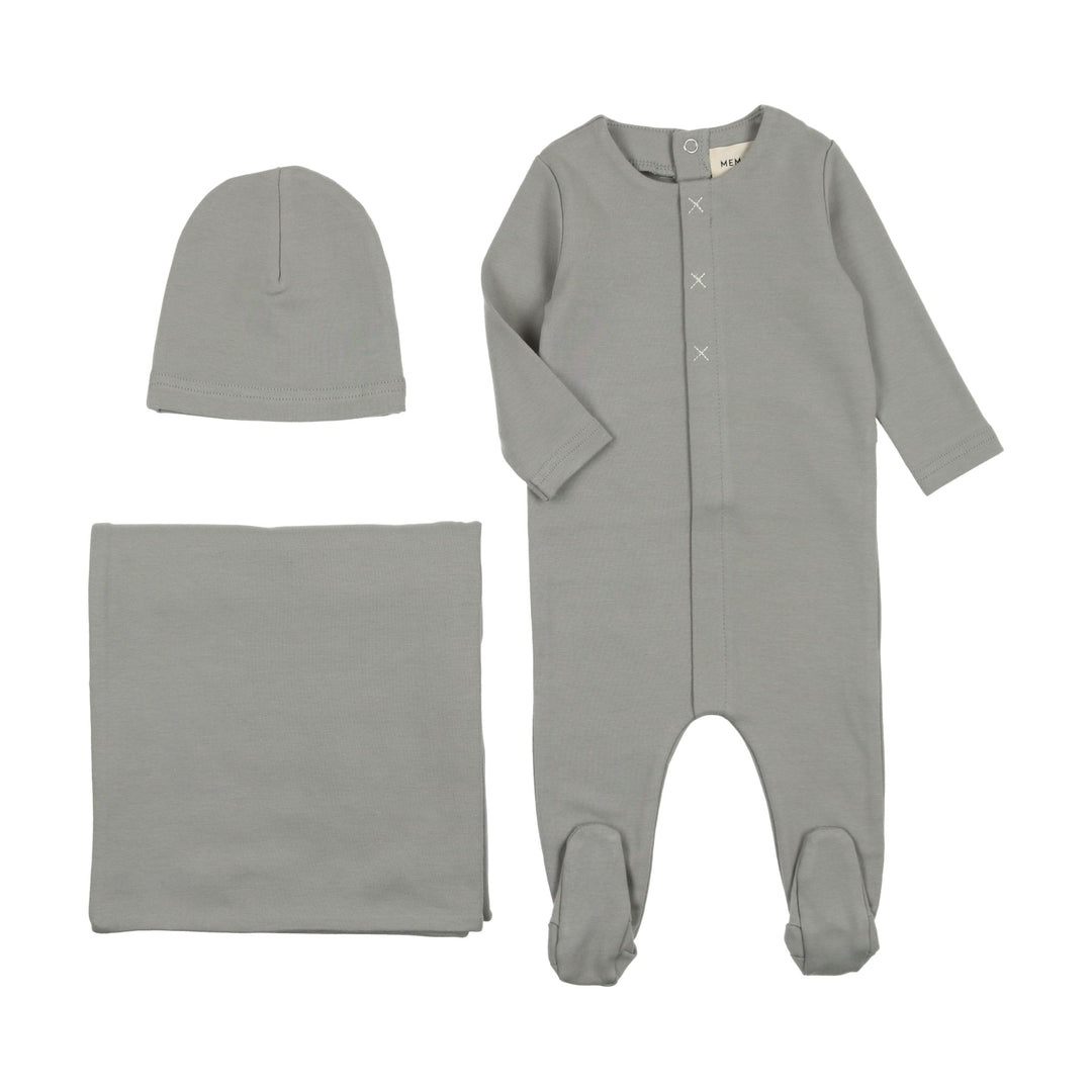 Mema Knits Powder Blue/Cream Three Stitch 3 Pc Set