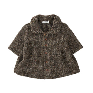 The 1+ in the Family LERICI coat in dark taupe, featuring a clean, minimalist silhouette and button-front closure.