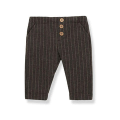 A beautifully tailored pair of 1+ in the Family pull-on pants featuring a classic charcoal pinstripe pattern.