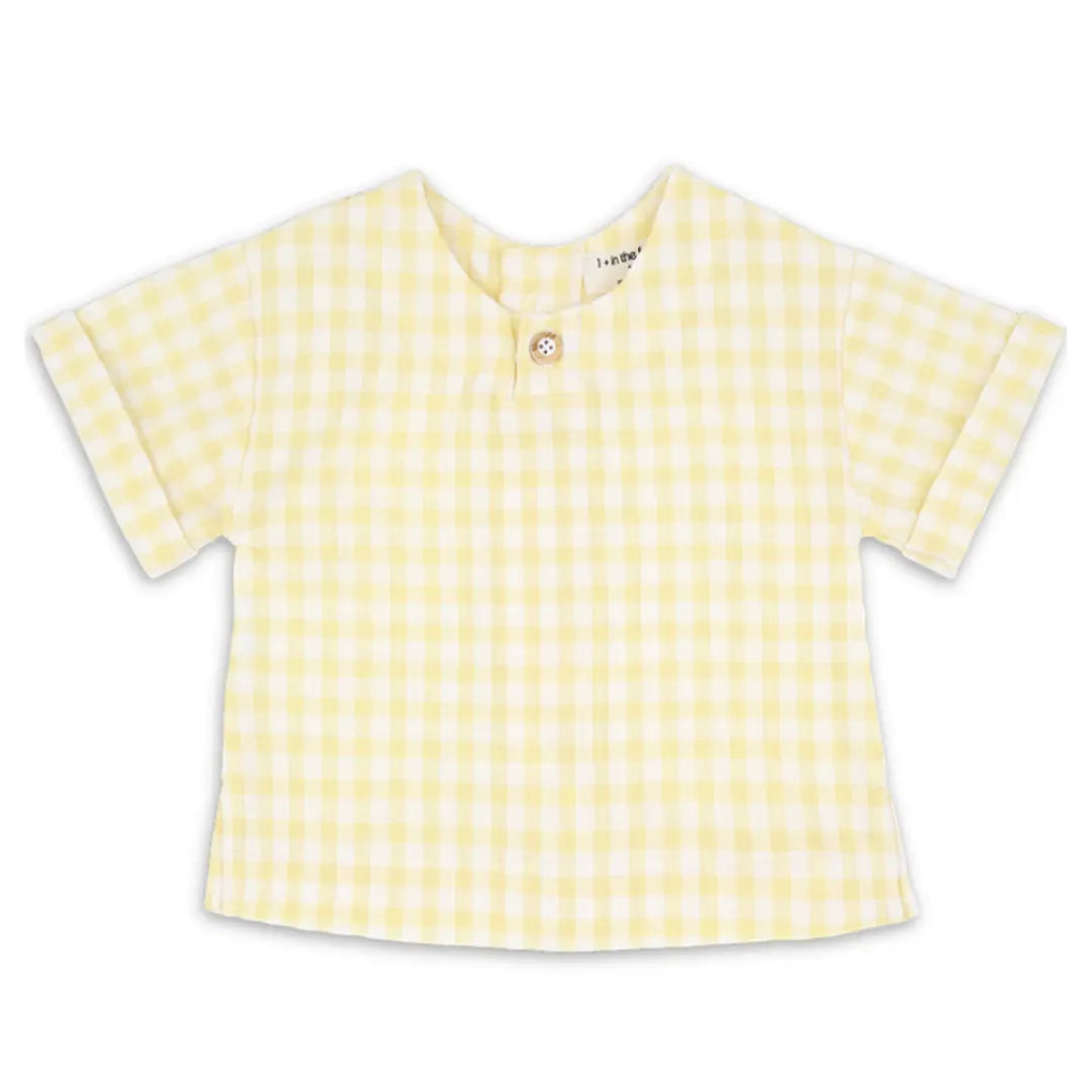 A sophisticated 1+ in the Family Santorini Shirt in a light neutral weave, featuring a refined collar and modern architectural silhouette.