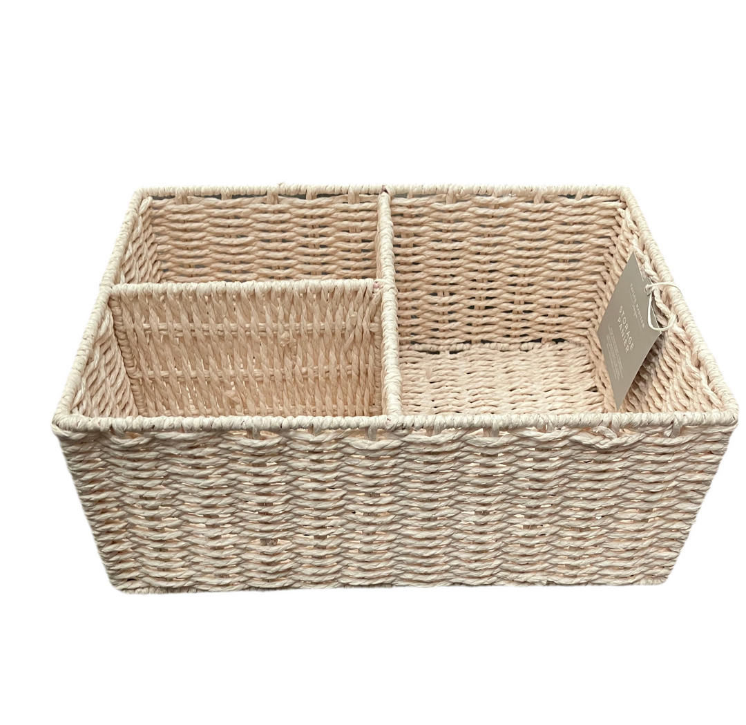 Wicker Baby Organizer Box Soft Pink