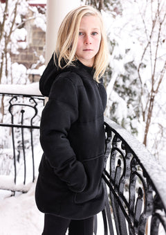 Sophisticated Black Long Jacket | The Midnight Noir Hooded Parka