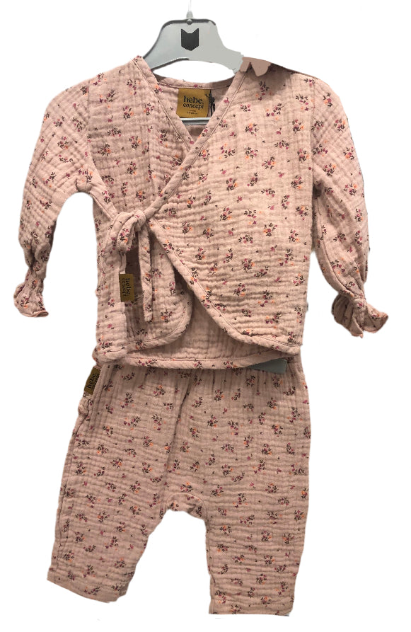 Hebe Pink Floral Ruffle Knit Set