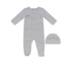 Kipp Baby Flutter Bow Footie and Hat Soft Cotton Baby Outfit Bow Detail Design