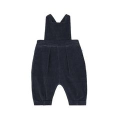 The front view of the 1+ in the Family Padova knit overall in a soft blue tone.