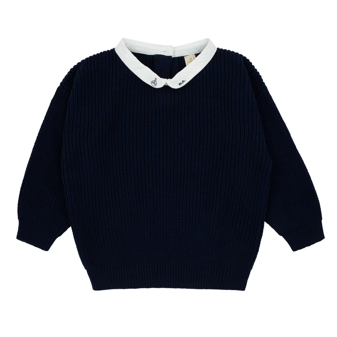 Mini Nod Navy Boat Collar Sweater