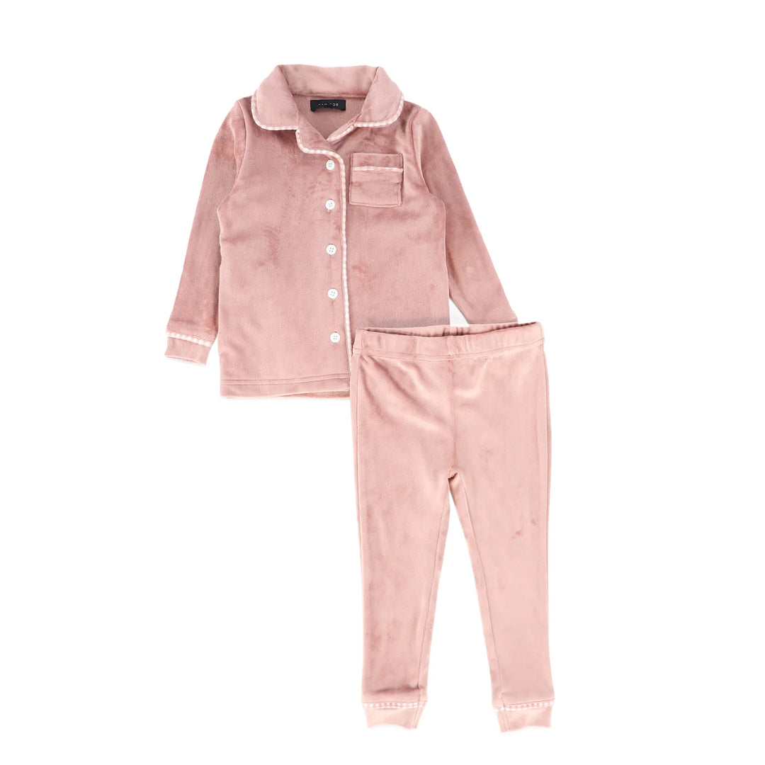 Bamboo Pink Velour Piped Pajama