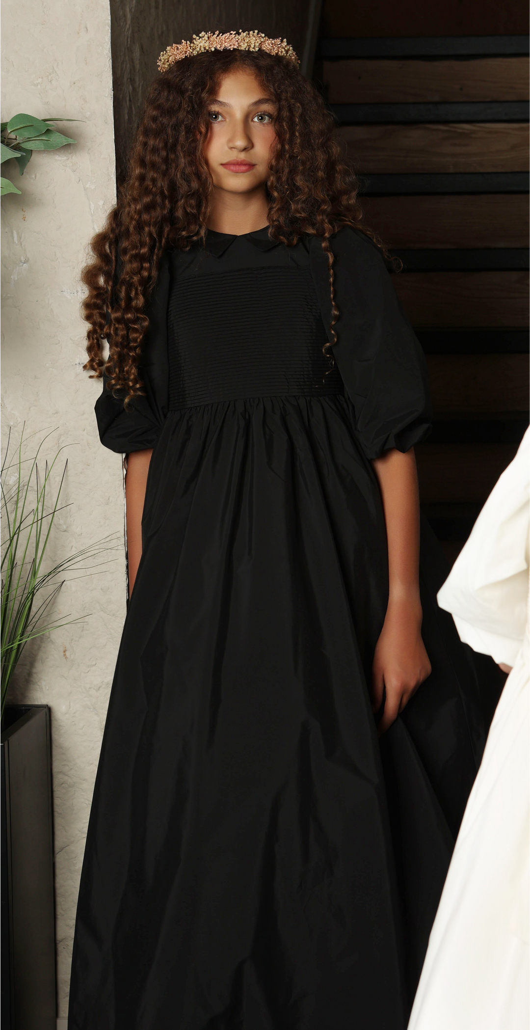 Girls Black Pintuck Taffeta Gown | Little Tempest