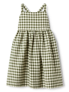MILON Olive Gingham Sleeveless Dress | Luxury Baby & Toddler Girl Summer Dress