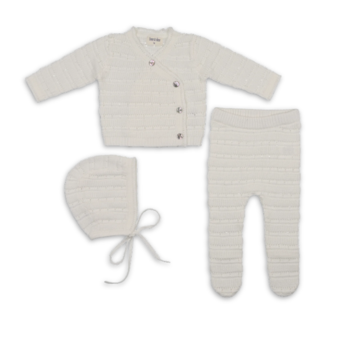 Bee & Dee 2 Piece Knit Chalk White Set/ Bris