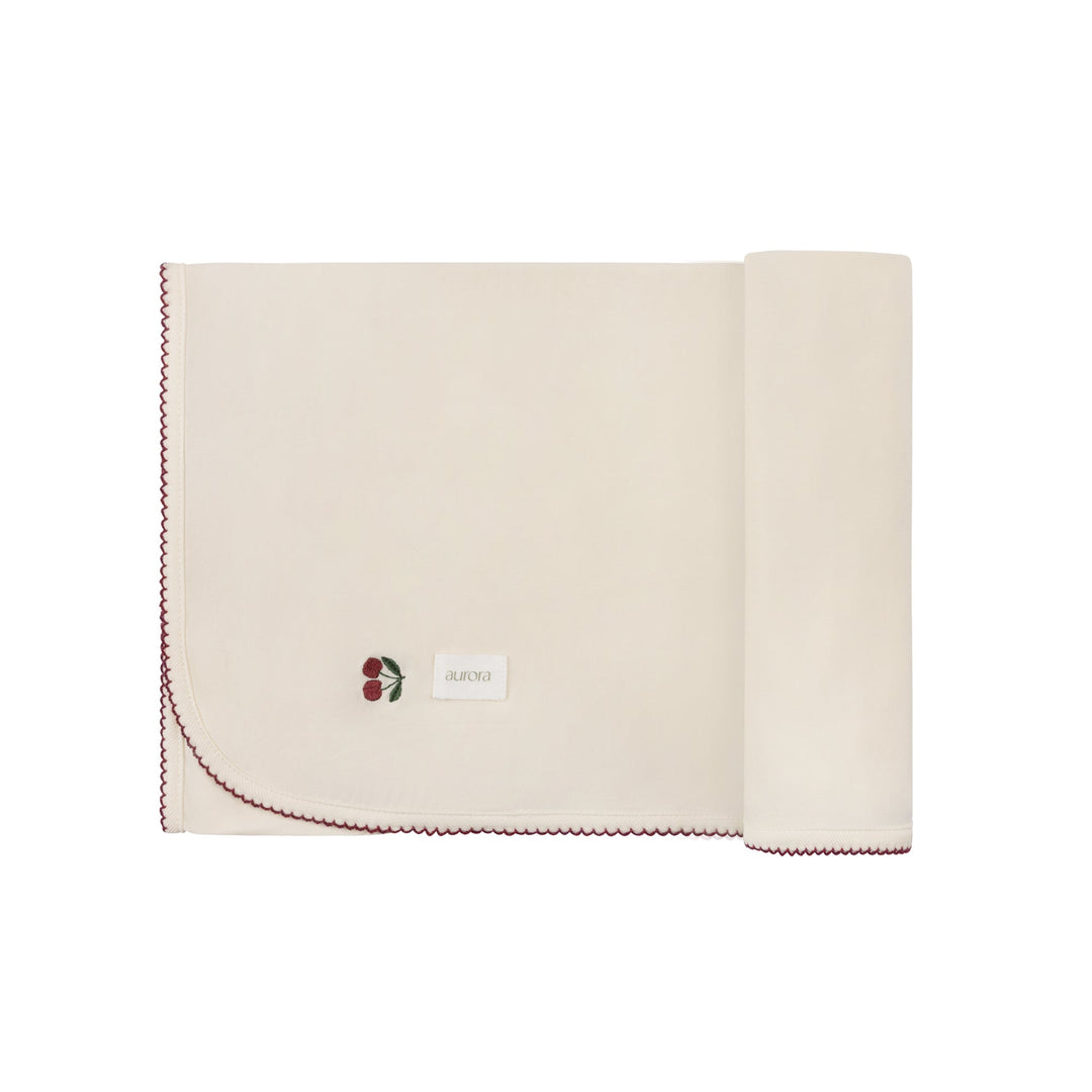 Aurora Ivory/Red Cherry Print Blanket