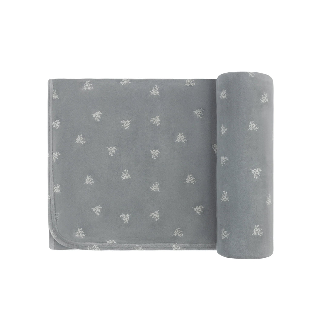 Ely's & Co Blue Velour Leaf Blanket