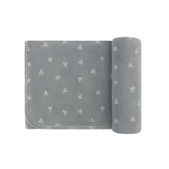 Ely's & Co Blue Velour Leaf Blanket
