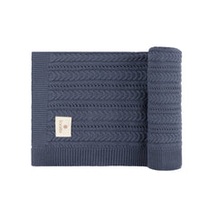 Looms Blue Cable Pointelle Blanket