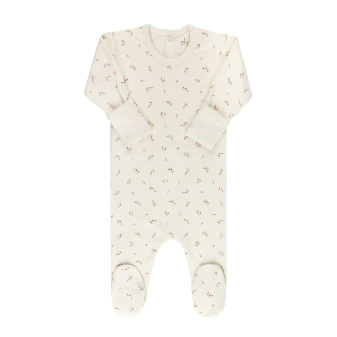 Ely's & Co Ivory Floral Printed Footie