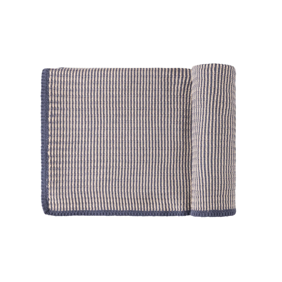 Looms Blue/Ivory Thin Stripe Blanket