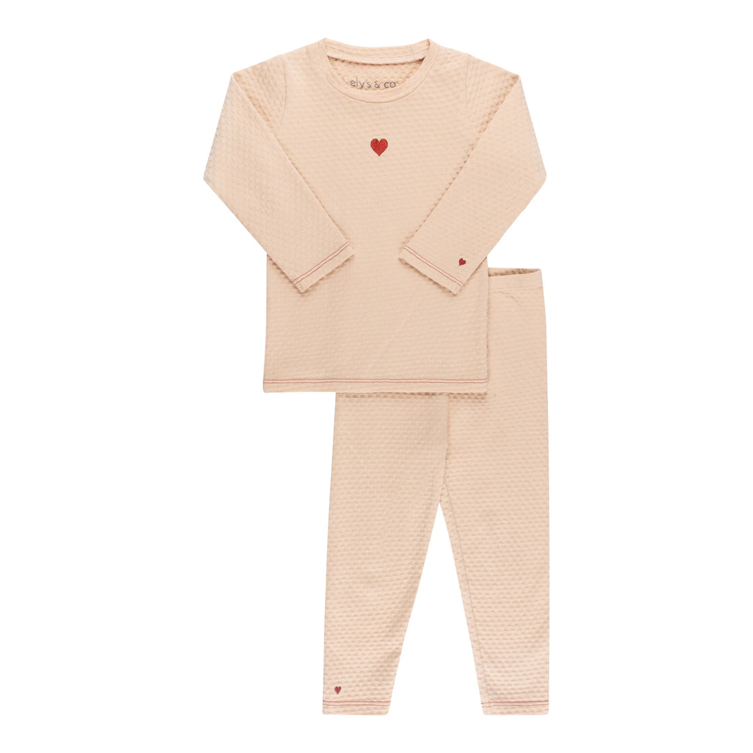 Ely's & Co Heart Pink Embroidered Lounge Set