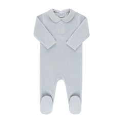 Ely's & Co Blue Metallic Bee Velour Footie