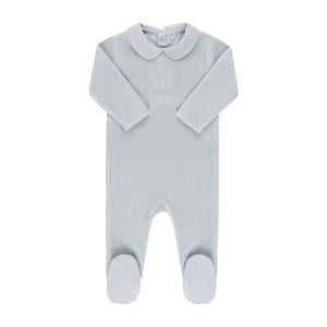 Ely's & Co Blue Metallic Bee Velour Footie