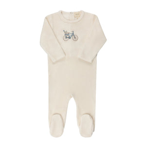 Aurora Ivory Boys Velour Bicycle Footie