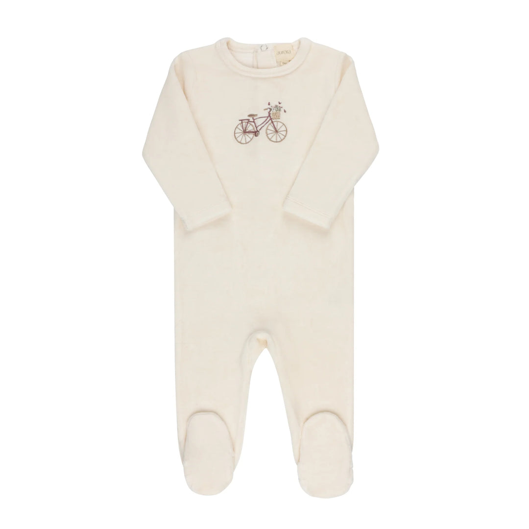 Aurora Ivory Girls Velour Bicycle Footie