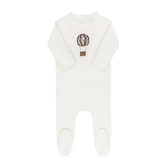 Aurora Ivory/Blue French Terry Hot Air Balloon Footie
