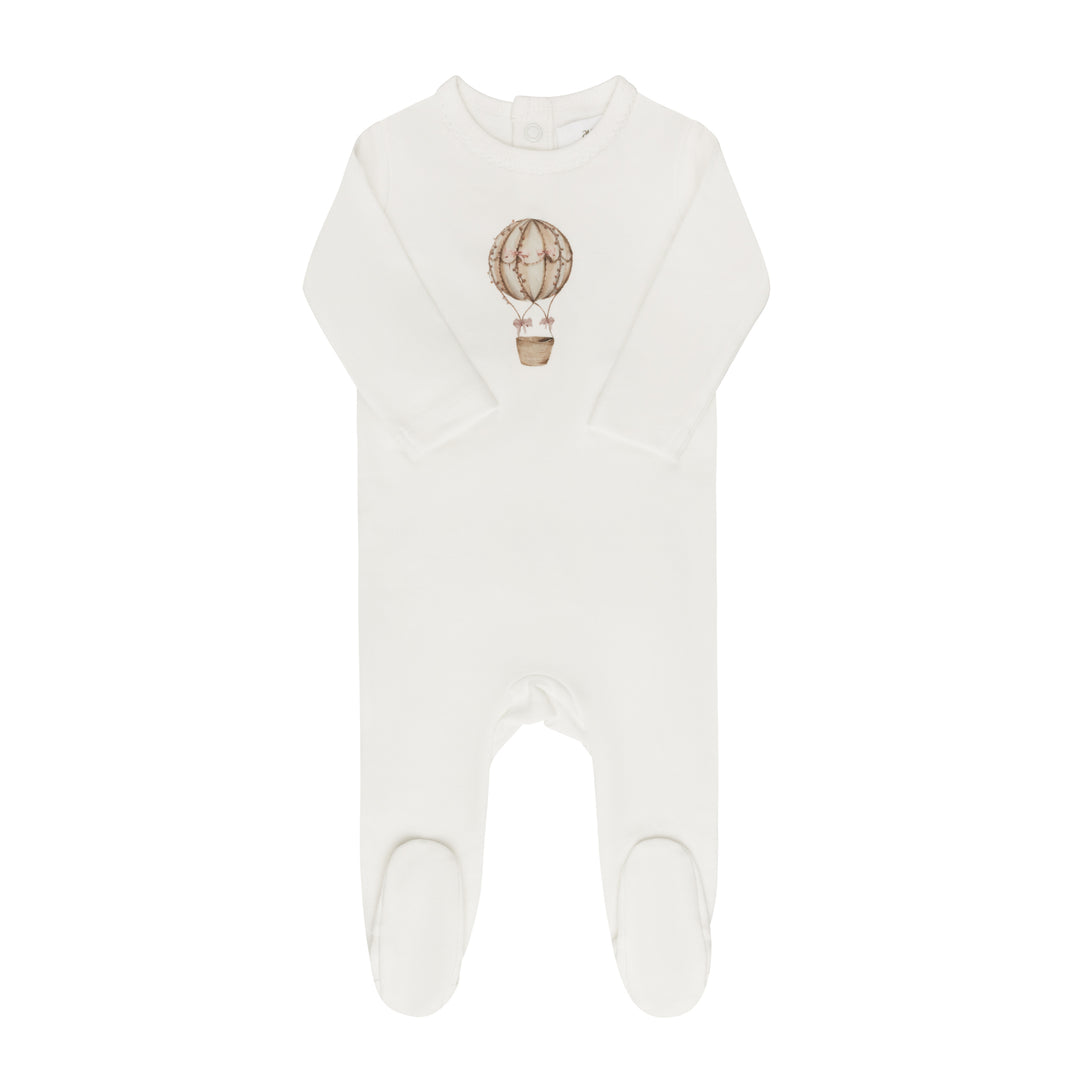 Aurora Ivory/Pink French Terry Hot Air Balloon Footie
