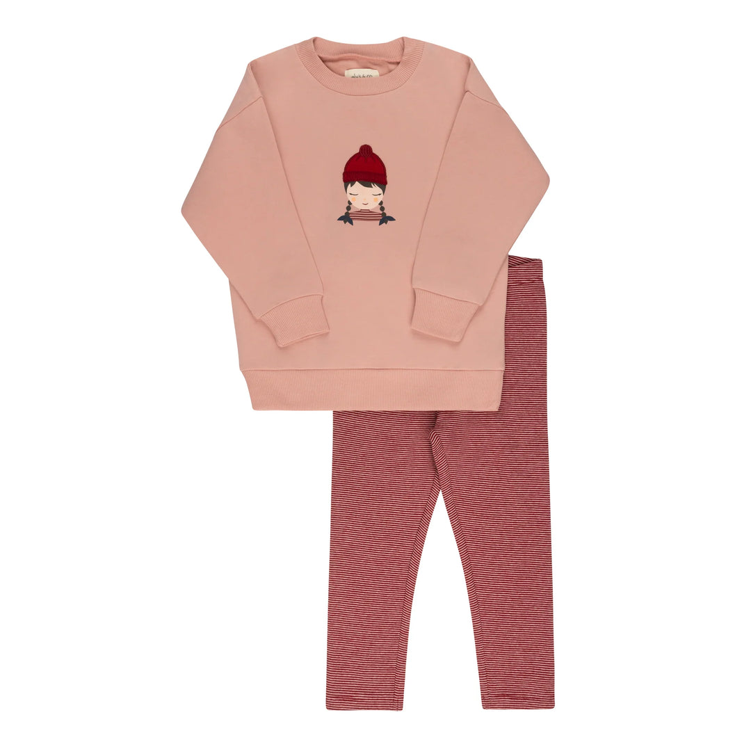 Ely's & Co Pink Autumn Kids Sweatshirt & Leggings Set