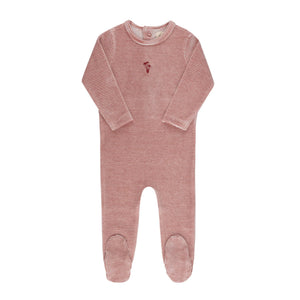 Ely's & Co Dark Pink Velour Stripe Footie