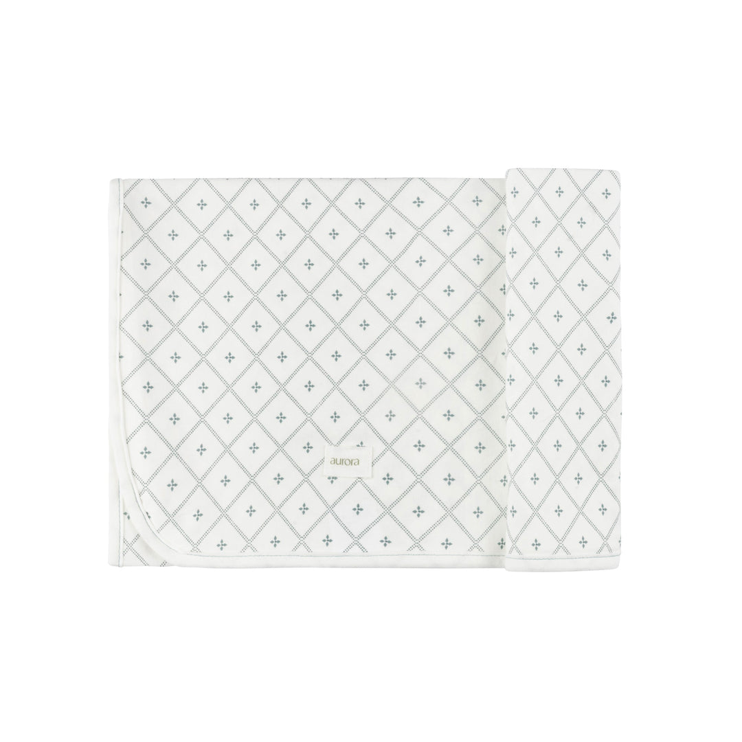 Aurora Ivory/Blue Diamond Print Blanket