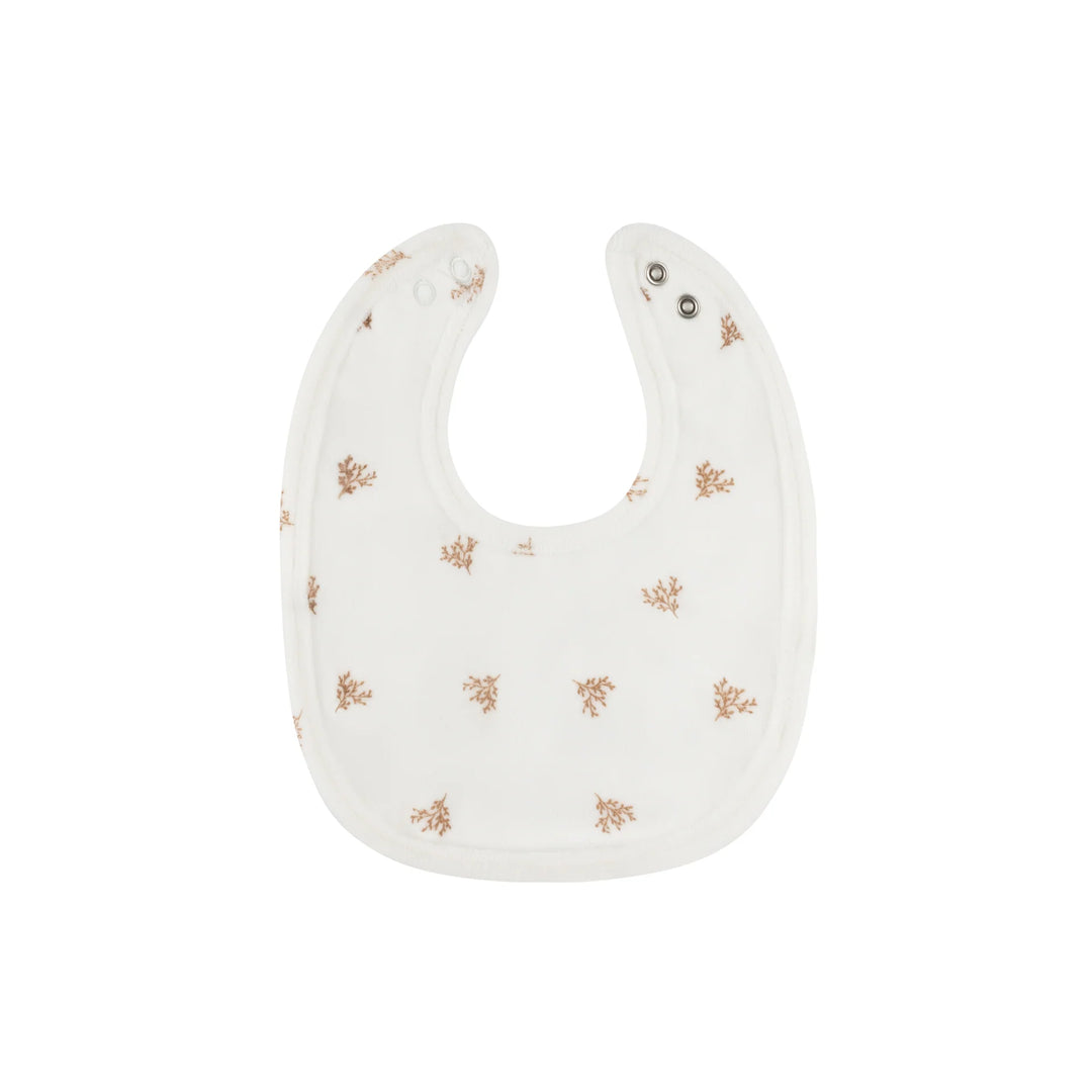 Ely's & Co Ivory Boys Velour Leaf Bib