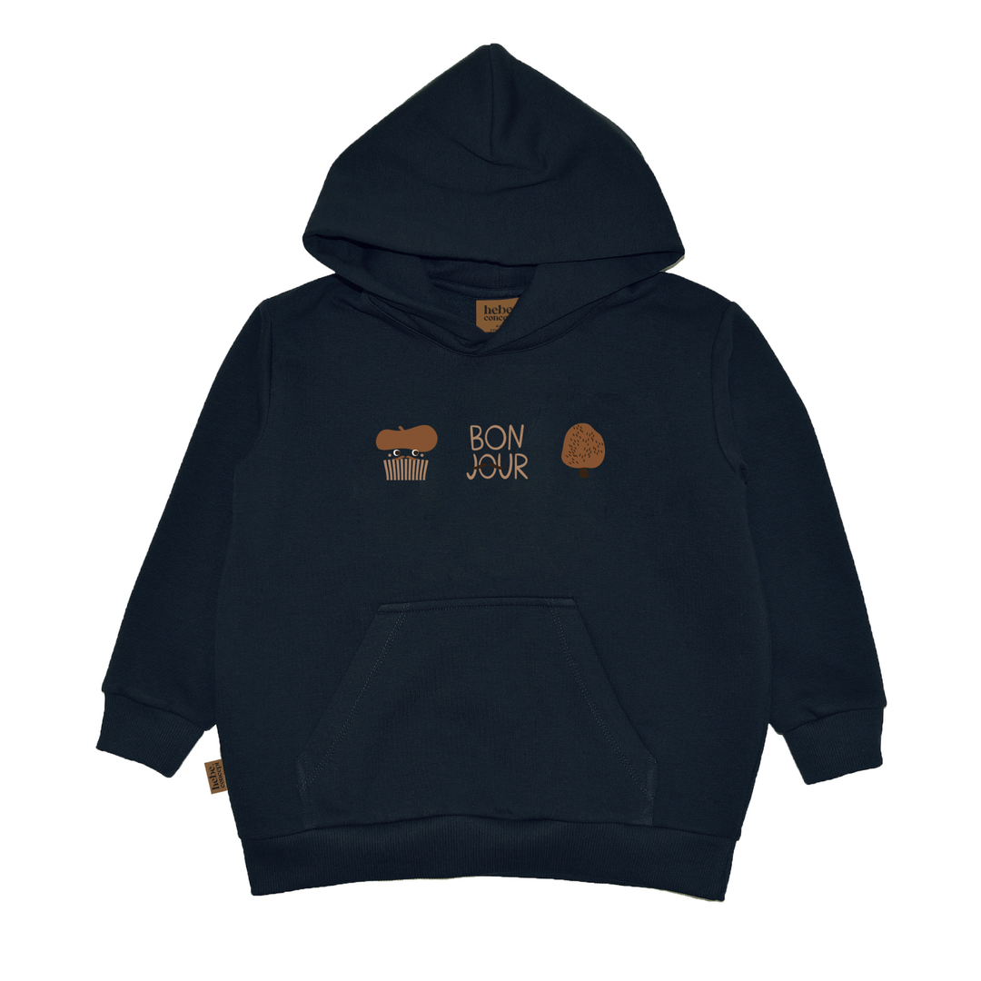 Hebe Navy Blue Hoodie with Placement
