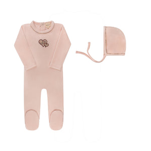 Ely’s & Co. – Girl Embroidered Liberty Footie + Hat | Pink