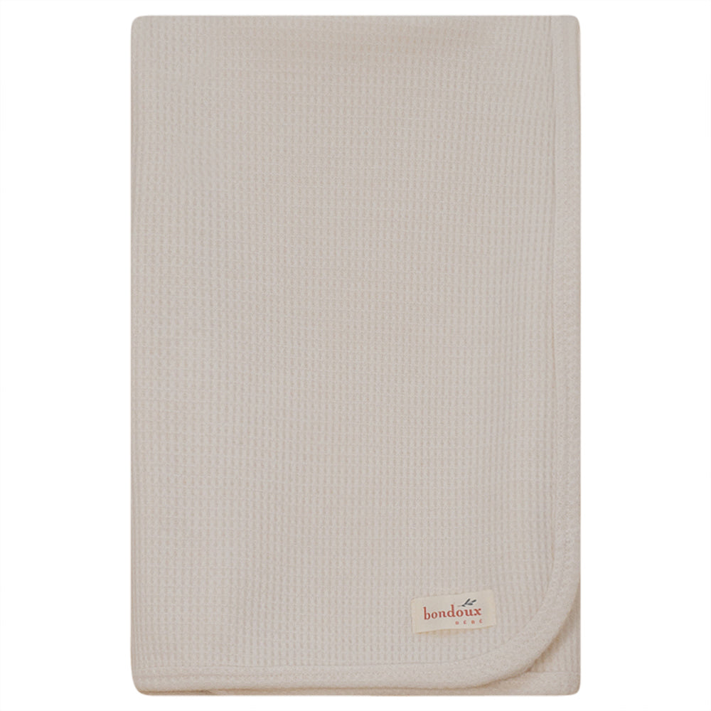 Bondoux Bebe Ivory Waffle Knit Blanket