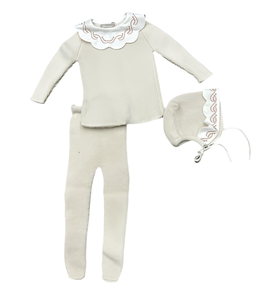 Carmina Butter/Anemone Embroidered Collar 3 Pc Set