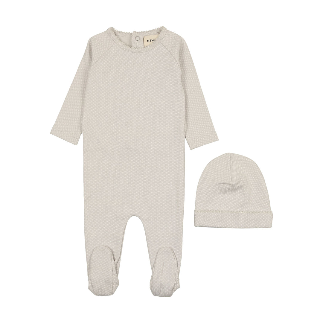Mema Knits Cloud Raglan Polka Dotted Footie