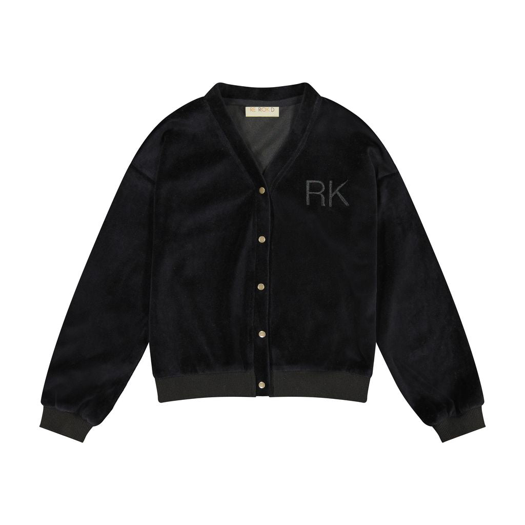 Retro Kid Black Vince Velvet Snap Cardigan