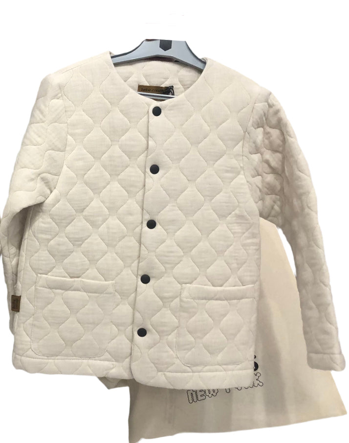 Hebe Creme Quilted Jackets with Pockets and Buttons