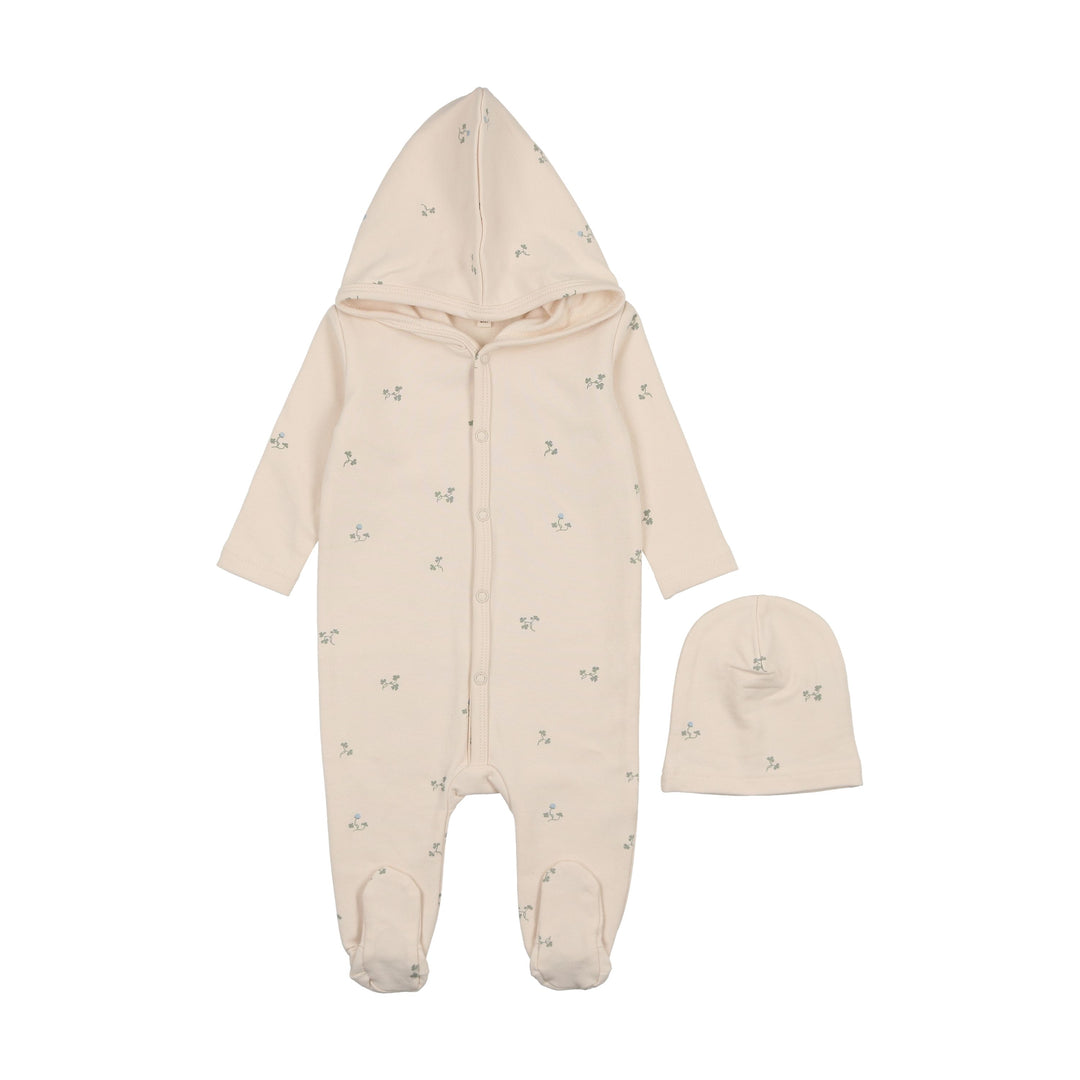 Mema Knits Vine Print Hooded Footie + Beanie