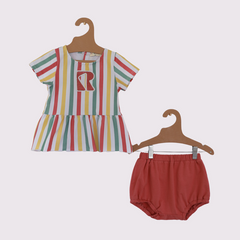 Retro Kis Summer Stripe Baby Girl Set
