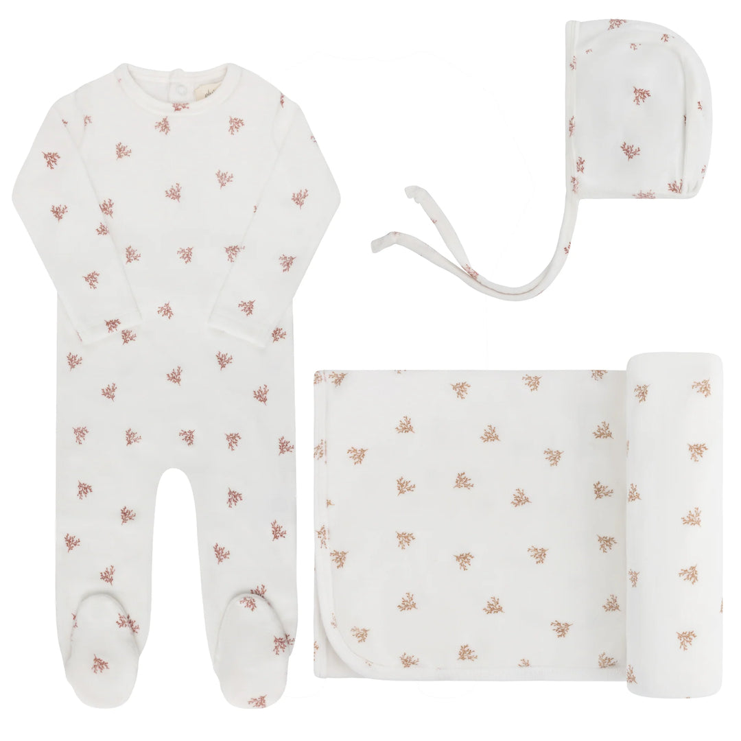 Ely's & Co Ivory Girls Velour Leaf Take Me Home Set
