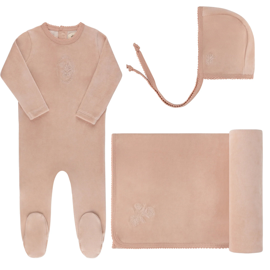 Ely's & Co Pink Velour Center Floral Take Me Home Set