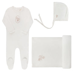 Ely's & Co Ivory Rosegold Velour Center Floral Take Me Home Set